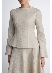 Manuka Beige Tuvit Blouse - Peplum Detailed
