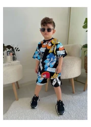 JELİBOOM Sonic Printed Kids Shorts Set - Full Print