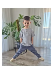 BALKABAĞI طقم بنطلون موسلين قميص طبيعي (2-8 سنوات) MTYE0059