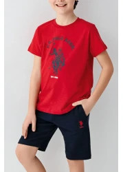 U.S. Polo Assn. بدلة برمودا حمراء للأولاد من يو إس بولو أسن