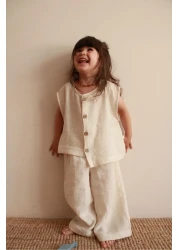 Oh La La Koala For Little Ones Asymmetric Vest Linen Bottom Top Set