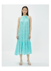 Koton فستان الأزهار ميدي طول الرسن الرقبة