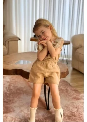 Gebelog طقم بناتي موسلين - رقبة دانتيل