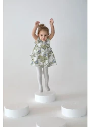 Patique Kids فستان بناتي من القطن المجمع بنمط أرنب كريمي