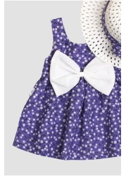 Chicsy Baby Flower Patterned Bow Baby Girl Dress with Hat