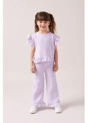 Minipodyum Girl's Frilly Waffle Summer Double Set