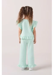 Minipodyum Girl's Frilly Waffle Summer Double Set