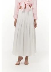 BOHEMAİ تنورة طويلة بيضاء بتفاصيل طيات الدفيئة