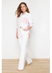  Collection قميص منسوج كبير الحجم باللون الوردي TWOSS24GO00136