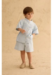 Fahhar Kids Pat Detailed Shirt Suit Blue