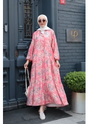 LOCCO Women's Lily Pattern Dress Fuchsia