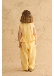 Fahhar Kids Ribbon Linen Suit Yellow