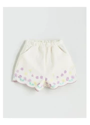 LC Waikiki Lcw kids ecru square collar floral girl's blouse and shorts set of 2