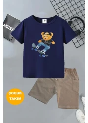 twins tailors Game Console and Teddy Printed 2 Pcs Summer T-Shirt-Shorts Kids Set