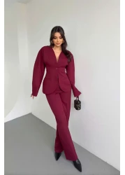 fmnbutik Pinterest - سترة ذات تصميم متوافق، بنطلون بالازو، طقم عصري أنيق