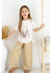 Çocuksan Baby&Kids Wear 7 Year Old Girl Waiter Suit - Beige, Girl Printed
