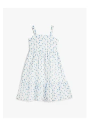 Koton فستان مبطن بالقطن مزين بالزهور بأشرطة سميكة