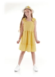 AHENGİM Girl's Dress - SeersucKer Gingham and Hat Set Ak2524