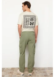  Collection Unisex Light Khaki Regular Fit - Elastic Waist Tied Cargo Pants Tmnss24Pl00003