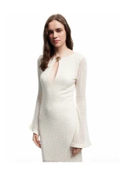 Koton X Melis Ağazat - فستان طويل بأكمام إسبانية طويلة مع بطانة وتفاصيل إكسسوارات ورقبة دائرية