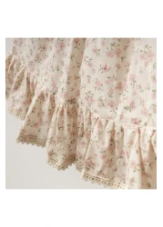 ALPİDS فستان بناتي صغير بياقة مطرزة بنقشة الزهور 9/24 شهرًا