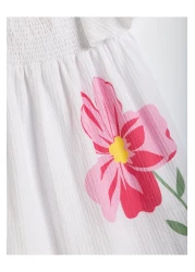 Koton Short Sleeve Floral Printed Gipe Detailed Dress