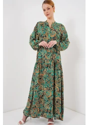 Bigdart 2423 فستان حجاب منقوش أصلي - أخضر مائي