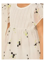 Styli Embroidery Mesh Dress