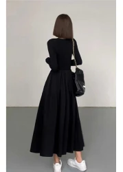 charango Women's Evaze Maxi Flared Skirt Combined Long Sleeve Dress