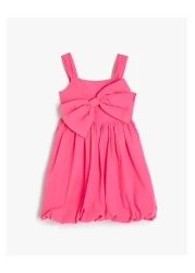 Koton فستان بفيونكة ورقبة مربعة وحاشية بالون