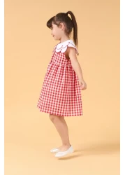 Minipodyum فستان صيفي بناتي بنمط جيوب وياقة مطرزة