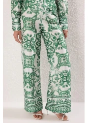  Modest Mint Patterned Satin Woven Bottom-Top Set Tctaw25Us00081