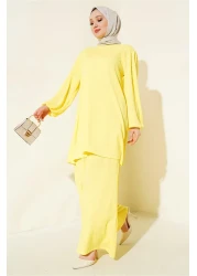 Bigdart Women's Yellow Tunic Pants Bottom Top Set 6663