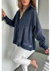 Suzi قميص بتصميم شيفون بأزرار 5002