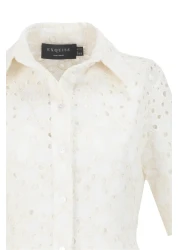 Exquise Fisko Patterned Cotton Midi Length Shirt Dress