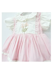 ministok Mira Baby Girl Dress with Ruffle Collar and Embroidery