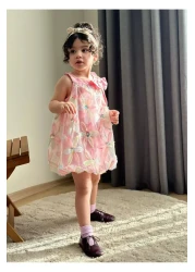 Elidabutik Three Size Flower Balloon Dress