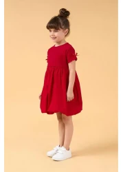 Magu Girl's Cotton Balloon Skirt Short Sleeve Dress