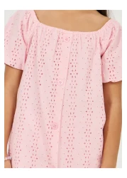 Styli Square Neck Eyelet Dress