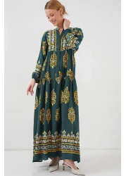 Bigdart فستان حجاب أخضر 7 أصلي منقوش 2423