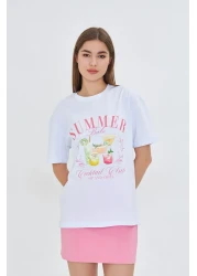 The Champ Clothing تي شيرت نسائي بتصميم صيفي مطبوع 100%