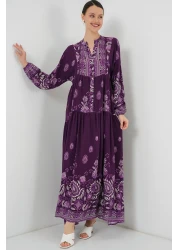 Bigdart 2423 Authentic Patterned Hijab Dress - Y. Purple