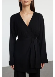  Collection Black Midi Length Belted Knitwear Bottom-Top Set Twoaw25Au00027