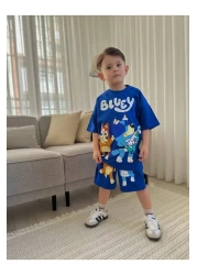 JELİBOOM Bluey Motif 100% Organic Cotton Children's Shorts Set