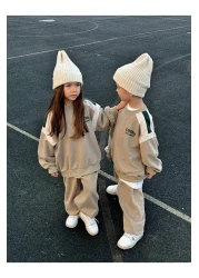 Magu طقم سويت شيرت وبدلة رياضية شتوية للأطفال للجنسين - شعار شونز، قطن