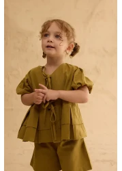 Fahhar Kids Ribbed Kimono Suit Fat Green