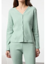  Collection Mint Brushed Soft Corded Cardigan Knitted Pajamas Set Thmaw25Pt00074