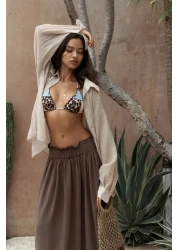 BOHEMAİ تنورة متوسطة الطول بنية اللون من Aninas بتفاصيل مطاطية