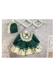 Hly Karol Tasarım فستان بناتي أخضر لاتيه عتيق، فستان بناتي مصنوع حسب الطلب، فستان عيد ميلاد، تصوير فوتوغرافي