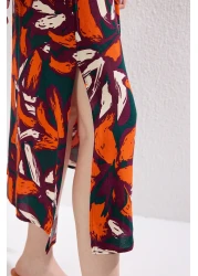  Collection Multicolor Belted Floral Print A-Line Double Breasted Neckline Midi Woven Dress Twoss24El00915